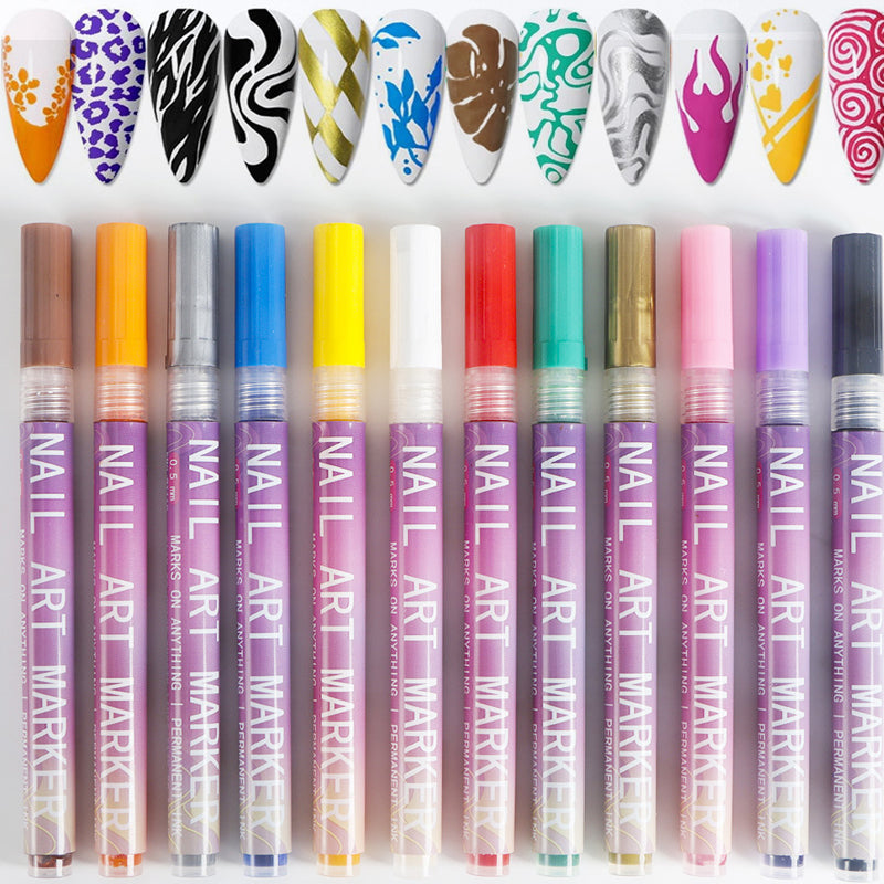 🎁Heißer Verkauf – 50 % Rabatt!✨ 12 Farben Nagelkunst-Stifte-Set für kreative Designs 💅🎨-8