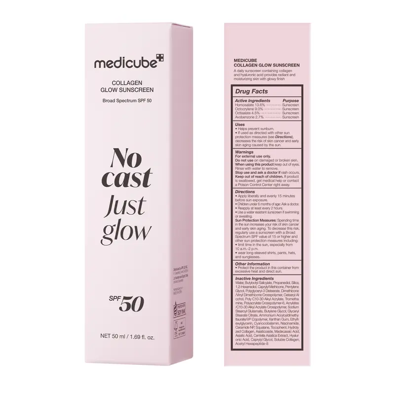 No Cast Just Glow Collagen Sunscreen | SPF 50 Broad Spectrum Face Sunscreen | Lightweight, Non-Sticky, Hydrating Formula | No White Cast or Residue | Peptide, Cica for Soothing & Natural Glow-6