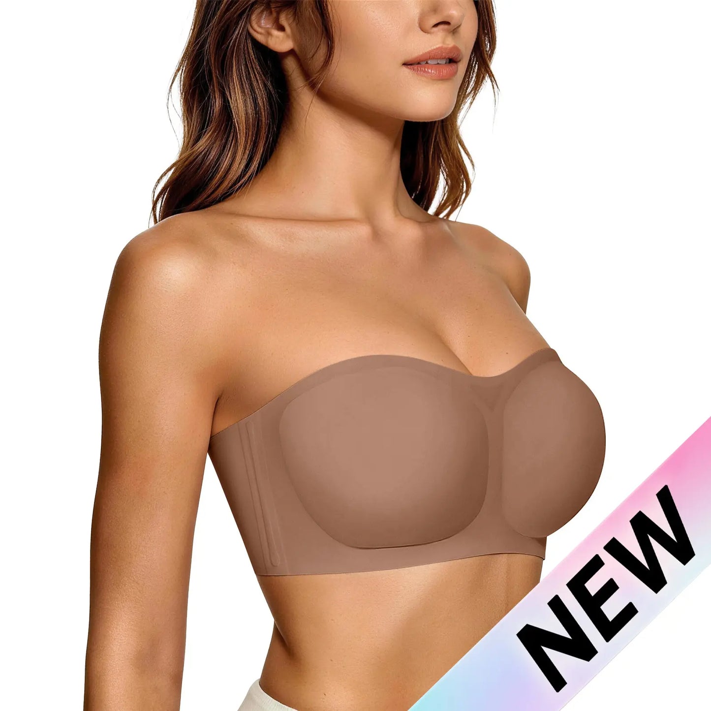 💞Womens Strapless Bras Push Up Bandeau Bra Non Slip Wireless Supportive Padded Bras Seamless Comfortable Tube Jelly Bra-6