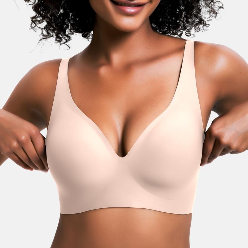 🌷Jelly Wireless Womens Comfortable Wireless Bras Push Up Bralettes Seamless Tshirts Bras Deep V Everyday Bras-17