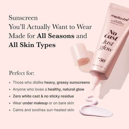 No Cast Just Glow Collagen Sunscreen | SPF 50 Broad Spectrum Face Sunscreen | Lightweight, Non-Sticky, Hydrating Formula | No White Cast or Residue | Peptide, Cica for Soothing & Natural Glow-2