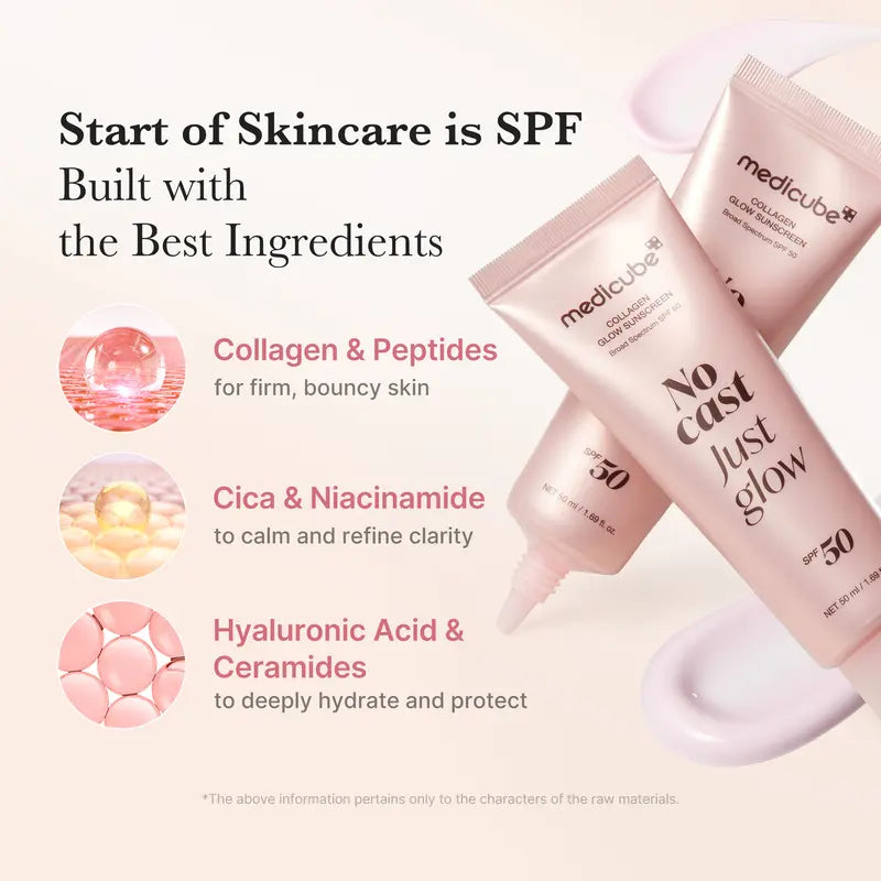 No Cast Just Glow Collagen Sunscreen | SPF 50 Broad Spectrum Face Sunscreen | Lightweight, Non-Sticky, Hydrating Formula | No White Cast or Residue | Peptide, Cica for Soothing & Natural Glow-3