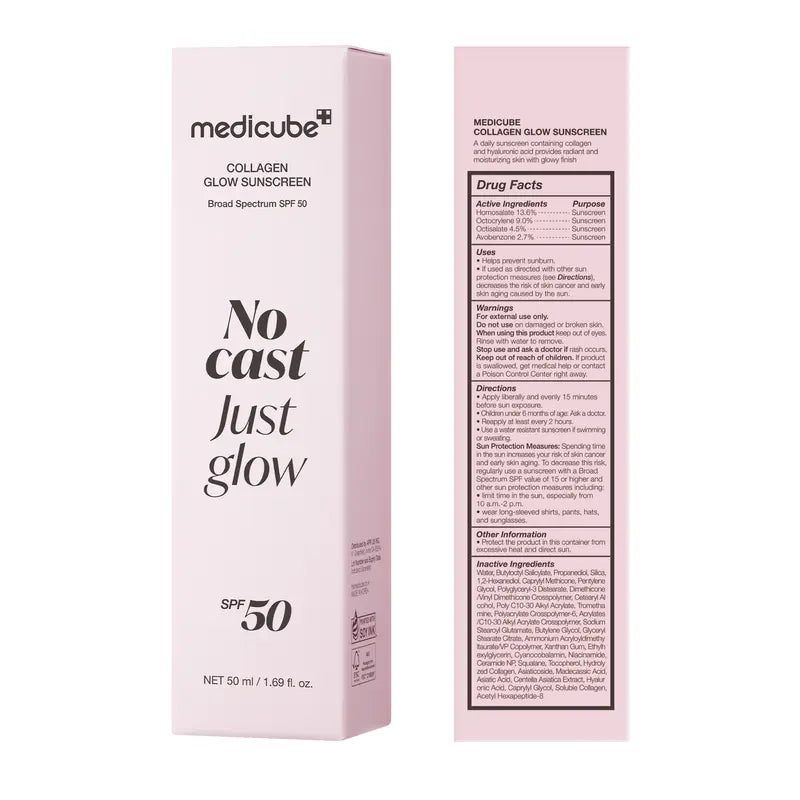 No Cast Just Glow Collagen Sunscreen | SPF 50 Broad Spectrum Face Sunscreen | Lightweight, Non-Sticky, Hydrating Formula | No White Cast or Residue | Peptide, Cica for Soothing & Natural Glow-6