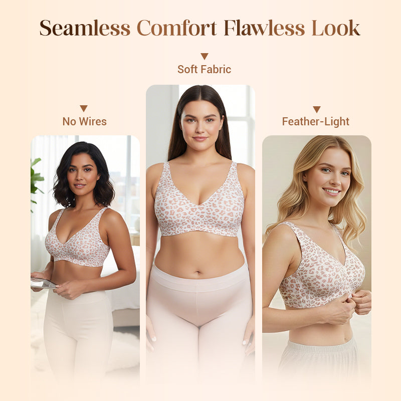 🌷Jelly Wireless Womens Comfortable Wireless Bras Push Up Bralettes Seamless Tshirts Bras Deep V Everyday Bras-2