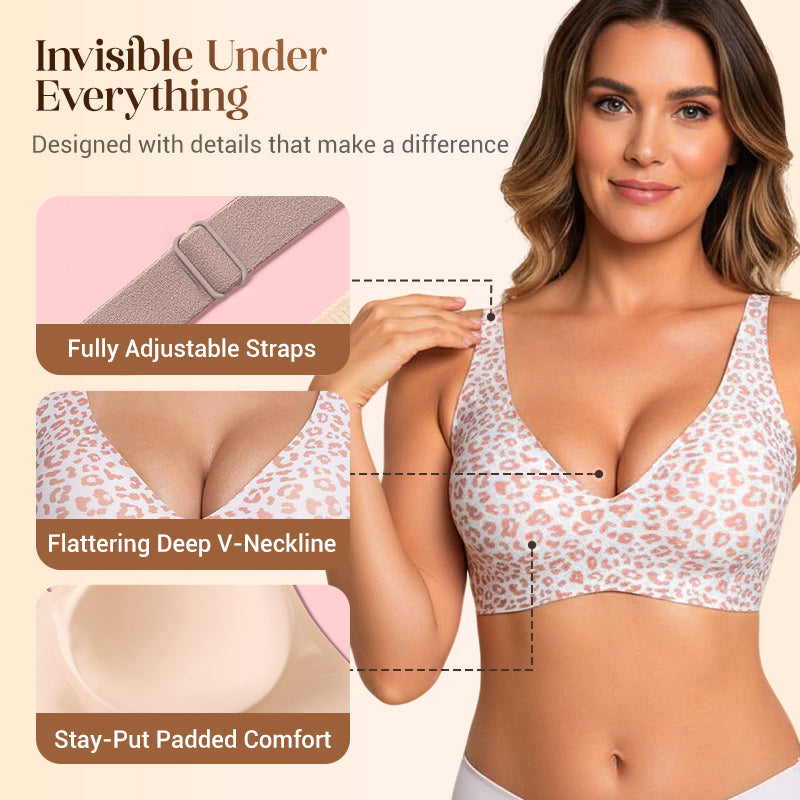 🌷Jelly Wireless Womens Comfortable Wireless Bras Push Up Bralettes Seamless Tshirts Bras Deep V Everyday Bras-3