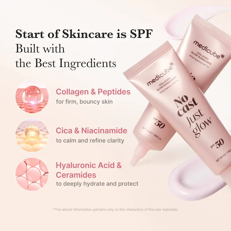 No Cast Just Glow Collagen Sunscreen | SPF 50 Broad Spectrum Face Sunscreen | Lightweight, Non-Sticky, Hydrating Formula | No White Cast or Residue | Peptide, Cica for Soothing & Natural Glow-3