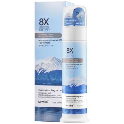 【Professional Grade】Dr.ville Niacinamide Foaming Whitening Toothpaste 8X - Fresh Breath Stain Removal Gentle Teeth Cleaning 100ml-C
