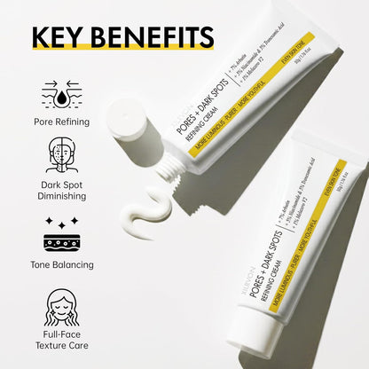 EELHOE Pores + Dark Spots Refining Cream with Arbutin, Niacinamide, Tranexamic Acid & Melazero | Pore-Minimizing, Gentle & Hydrating Daily Moisturizer, Suitable for Sensitive Skin, 50g
