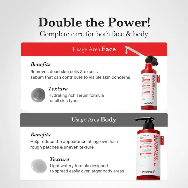 Hypochlorous Acid Rice Peel Shot Duo For Face & Body-7
