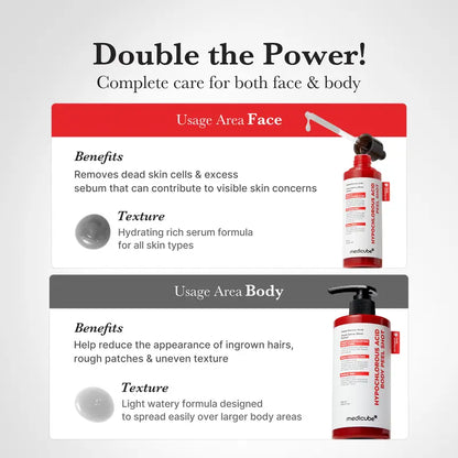 Hypochlorous Acid Rice Peel Shot Duo For Face & Body-7