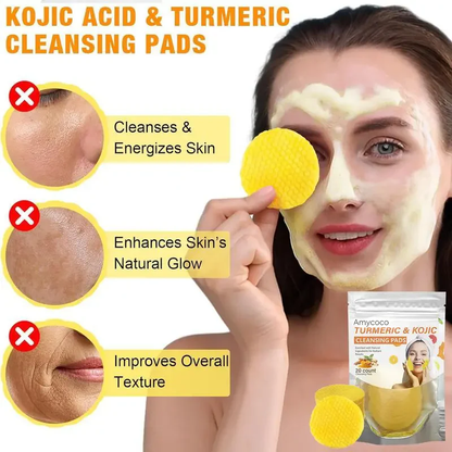 Turmeric & Kojic Acid Cleansing Pads, Gentle Deep Clean Soft Texture Facial Skincare Pads🍯