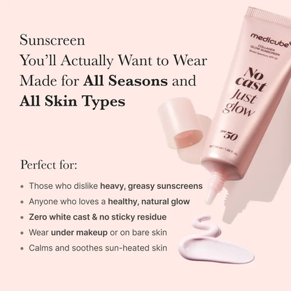 No Cast Just Glow Collagen Sunscreen | SPF 50 Broad Spectrum Face Sunscreen | Lightweight, Non-Sticky, Hydrating Formula | No White Cast or Residue | Peptide, Cica for Soothing & Natural Glow-2