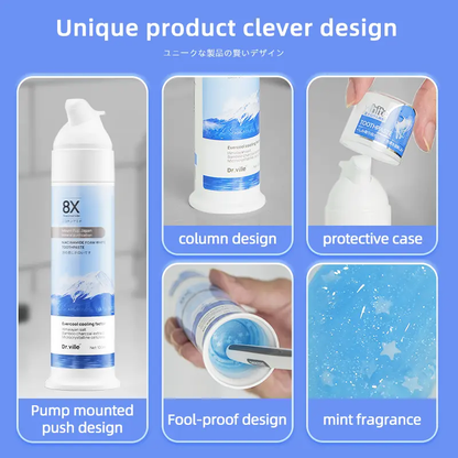 【Professional Grade】Dr.ville Niacinamide Foaming Whitening Toothpaste 8X - Fresh Breath Stain Removal Gentle Teeth Cleaning 100ml-C