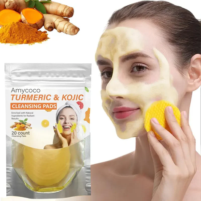 Turmeric & Kojic Acid Cleansing Pads, Gentle Deep Clean Soft Texture Facial Skincare Pads🍯