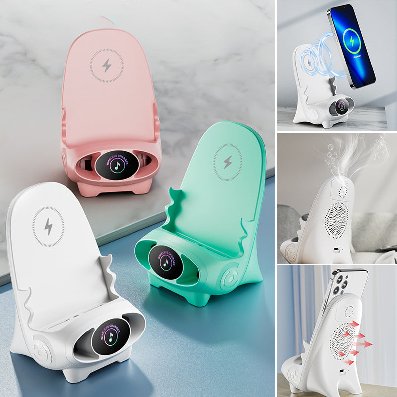 🪑 50% OFF NOW! 📱 Mini Chair Phone Holder with Wireless Charger - 15W Fast Charging, Adjustable Viewing Angles for Desk/Car/Home Use ⚡✨-1