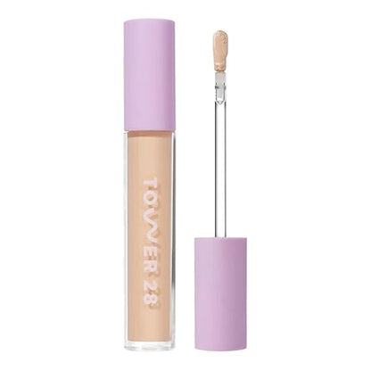 Tower 28 Swipe Serum Concealer - Hydrating Medium-Full Coverage Concealer + Under Eye Brightener - Skin Care Infused Makeup with Hyaluronic Acid + Soothing Centella - 2.0 Fair/Neutral Cool (0.22 oz)