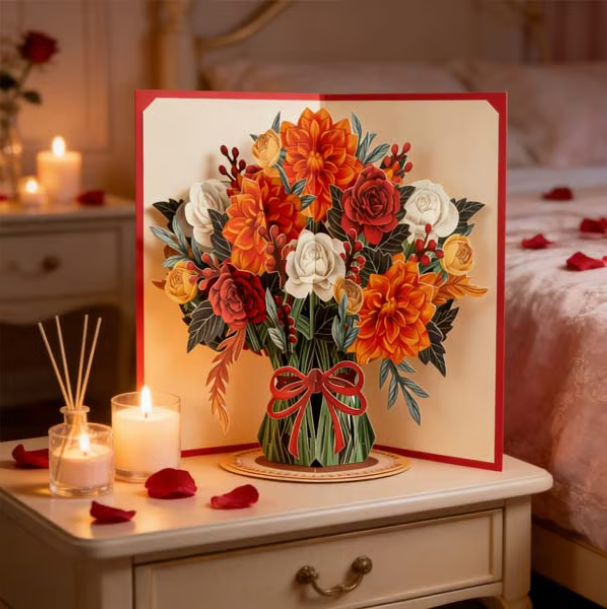 🏆75K+ SOLD! 🌼💌 Forever-Blooming 3D Flower Pop-Up Card– Personalized Love Message & Everlasting Bloom 🎁-3