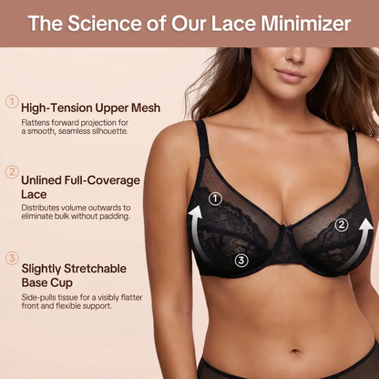 💞50K+ SOLD!👙HSIA Enchante Floral Lace Plus Size Underwire Unlined Unpadded Minimizer Full Coverage Bra Women's Wear Comfortable Breathable Mesh Cup-1