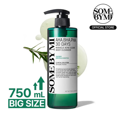 AHA BHA PHA 30 Days Miracle Acne Clear Body Cleanser  - Body Odor Control & Back Acne Treatment - Gentle Exfoliating Body Wash - Korean Skincare-9