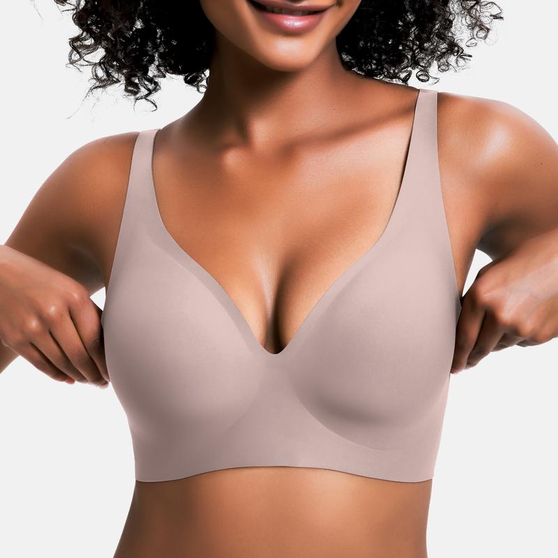 🌷Jelly Wireless Womens Comfortable Wireless Bras Push Up Bralettes Seamless Tshirts Bras Deep V Everyday Bras-18