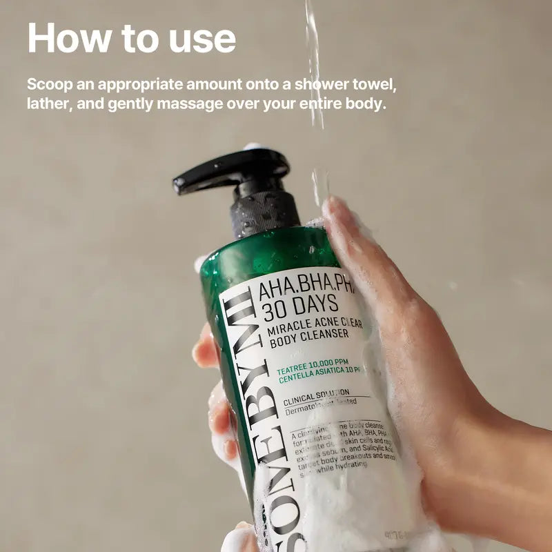 AHA BHA PHA 30 Days Miracle Acne Clear Body Cleanser  - Body Odor Control & Back Acne Treatment - Gentle Exfoliating Body Wash - Korean Skincare-2
