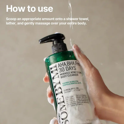 AHA BHA PHA 30 Days Miracle Acne Clear Body Cleanser  - Body Odor Control & Back Acne Treatment - Gentle Exfoliating Body Wash - Korean Skincare-2