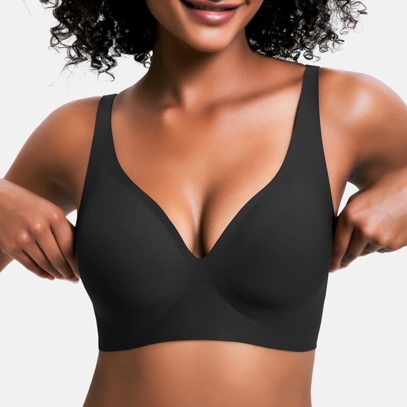 🌷Jelly Wireless Womens Comfortable Wireless Bras Push Up Bralettes Seamless Tshirts Bras Deep V Everyday Bras-16