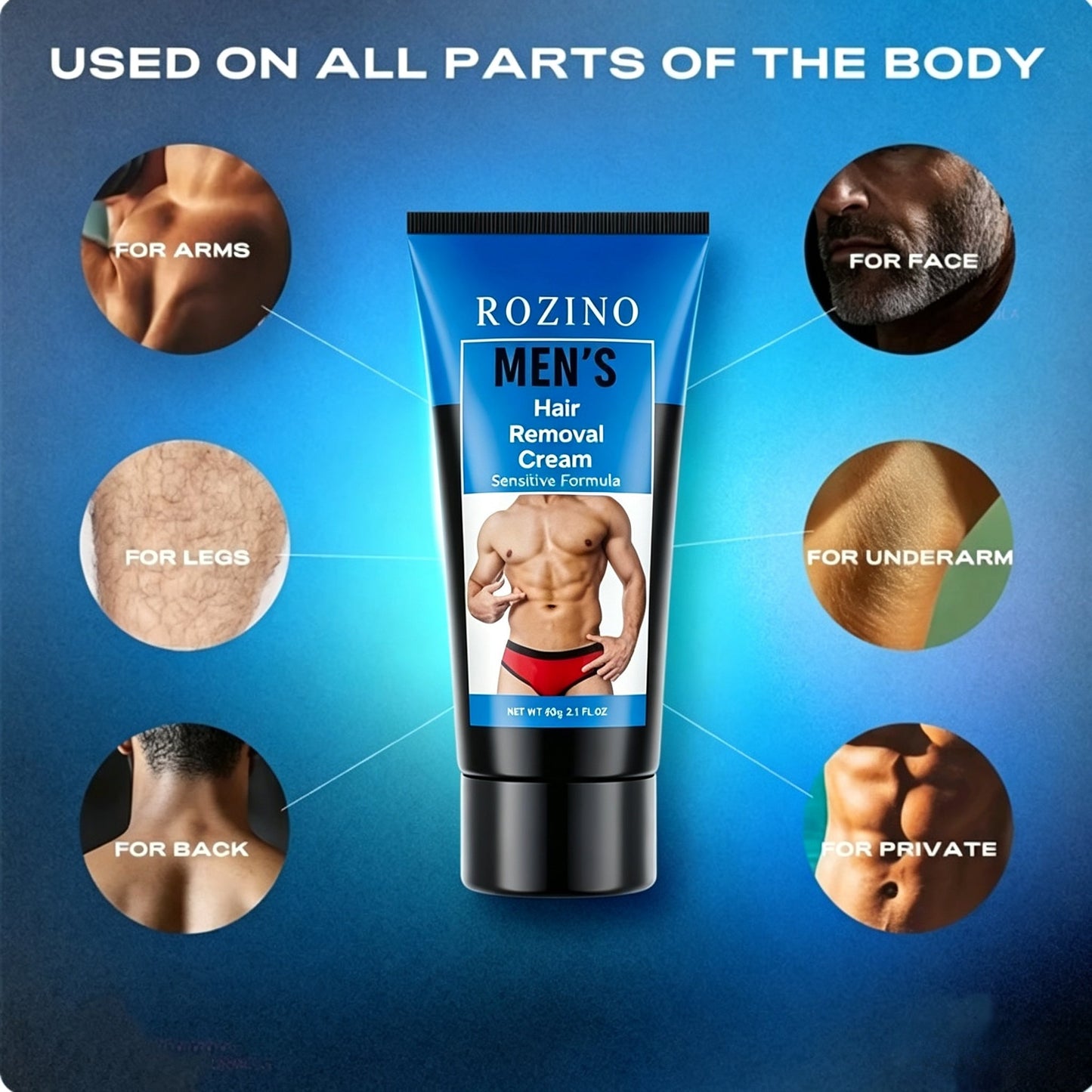 Men's hair removal cream 🧔 Gentle and non-irritating, can be used on chest, back, arms and legs ✨-5