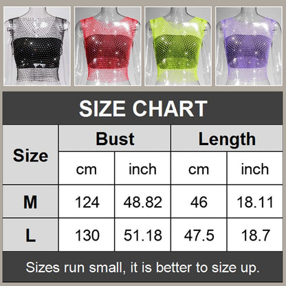 Fascinating Rhinestone-Embellished Fishnet Crop Top-7