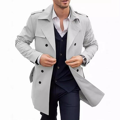Men's Lapel Double Breasted Coats with Pockets-2