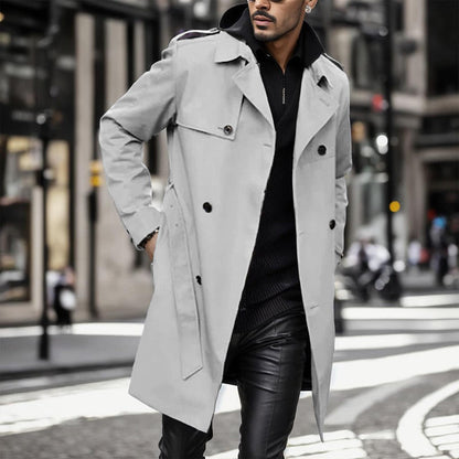 Men's Lapel Double Breasted Coats with Pockets-3