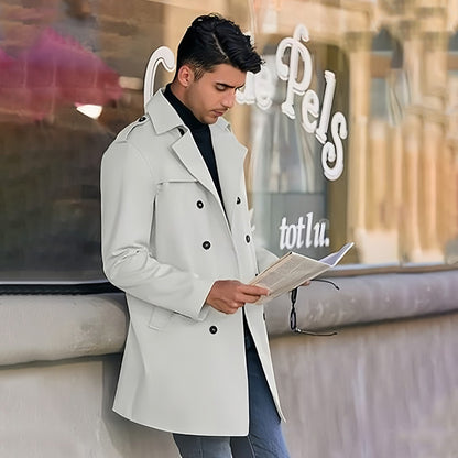 Men's Lapel Double Breasted Coats with Pockets-8
