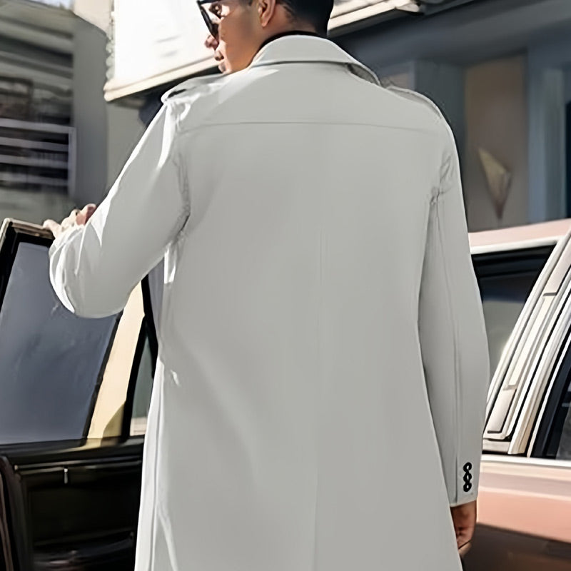 Men's Lapel Double Breasted Coats with Pockets-5
