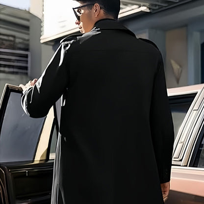 Men's Lapel Double Breasted Coats with Pockets-11
