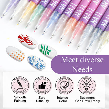 🎁Heißer Verkauf – 50 % Rabatt!✨ 12 Farben Nagelkunst-Stifte-Set für kreative Designs 💅🎨-4