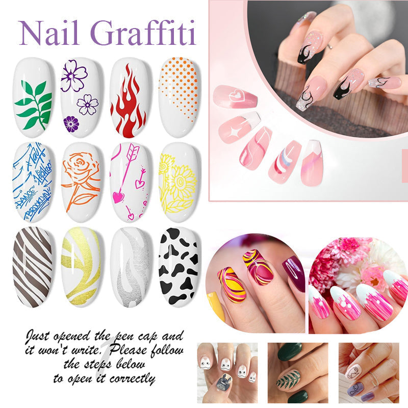 🎁Heißer Verkauf – 50 % Rabatt!✨ 12 Farben Nagelkunst-Stifte-Set für kreative Designs 💅🎨-3