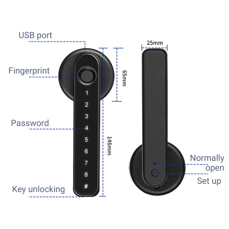 Free shipping🔥 Fingerprint Smart Door Lock Handle With Bluetooth APP Control-4