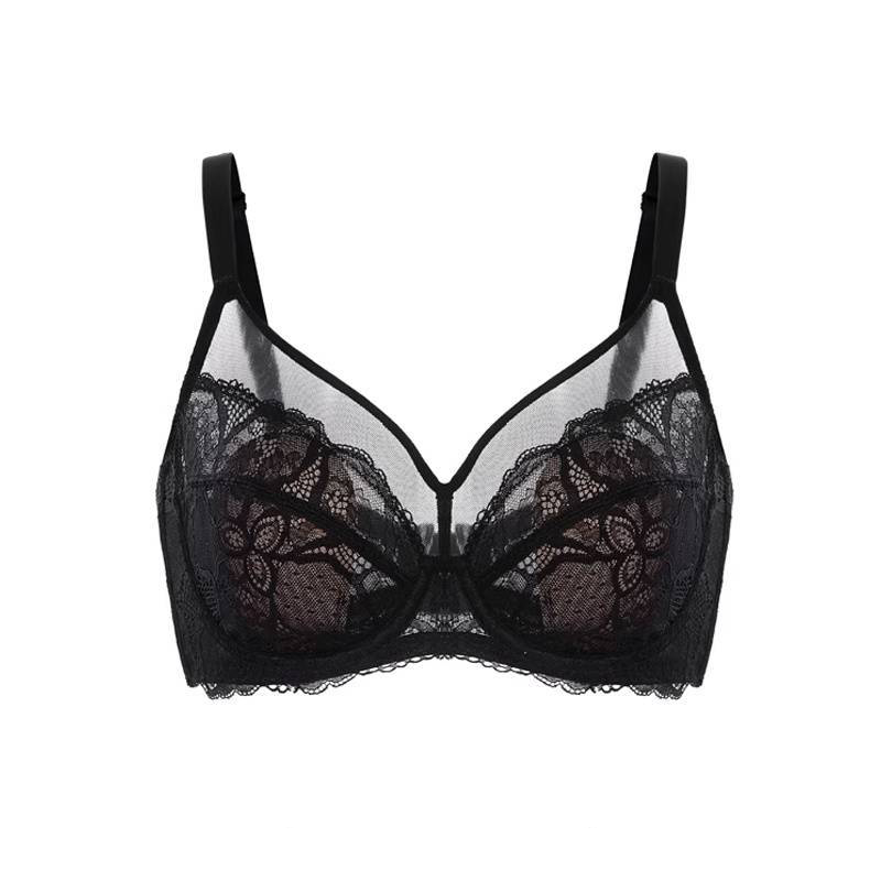 💞50K+ SOLD!👙HSIA Enchante Floral Lace Plus Size Underwire Unlined Unpadded Minimizer Full Coverage Bra Women's Wear Comfortable Breathable Mesh Cup-8