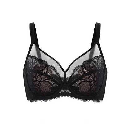 💞50K+ SOLD!👙HSIA Enchante Floral Lace Plus Size Underwire Unlined Unpadded Minimizer Full Coverage Bra Women's Wear Comfortable Breathable Mesh Cup-8