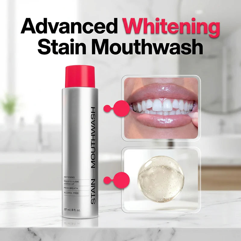 🏆2026 SALE -Advanced Stain-Lifting Whitening Mouthwash: Visible Debris Removal & Fresh Breath